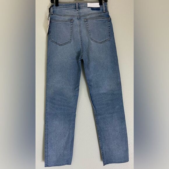 NWT Re/Done 70s High Rise Stove Pipe frayed straight-leg jeans Size 28 - Picture 4 of 12